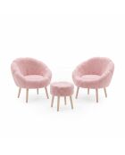Lida Wellsoft Set aus Ohrensessel und Fußhocker, 3-teilig, rosa