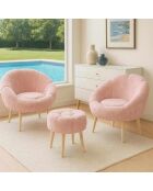 Lida Wellsoft Set aus Ohrensessel und Fußhocker, 3-teilig, rosa