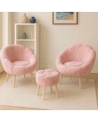 Lida Wellsoft Set aus Ohrensessel und Fußhocker, 3-teilig, rosa