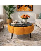 Table basse Papatya 60 marbre orange et noir - 60x44 cm