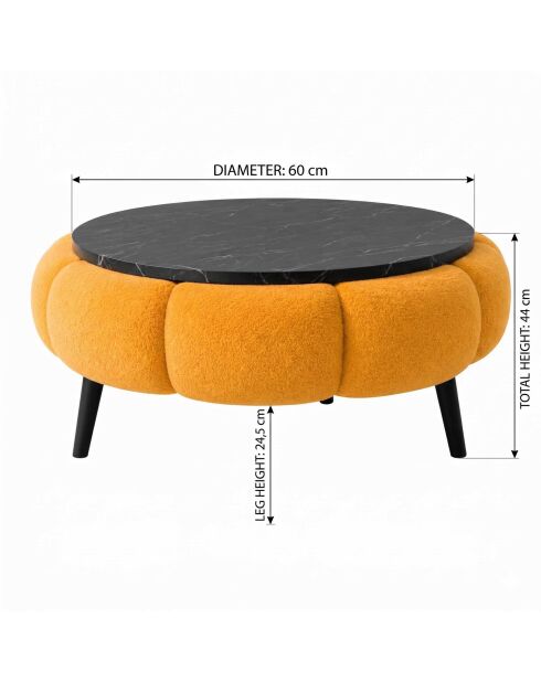 Table basse Papatya 60 marbre orange et noir - 60x44 cm
