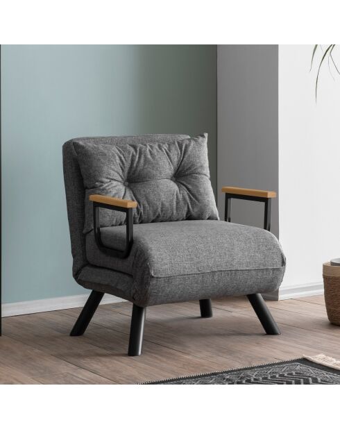 Canapé-lit 1 place Sando Single gris clair - 60x175 cm