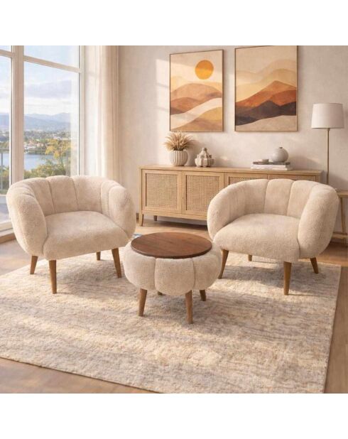 Lotus Wellsoft beige set van schommelstoel en salontafel - 3 stuks
