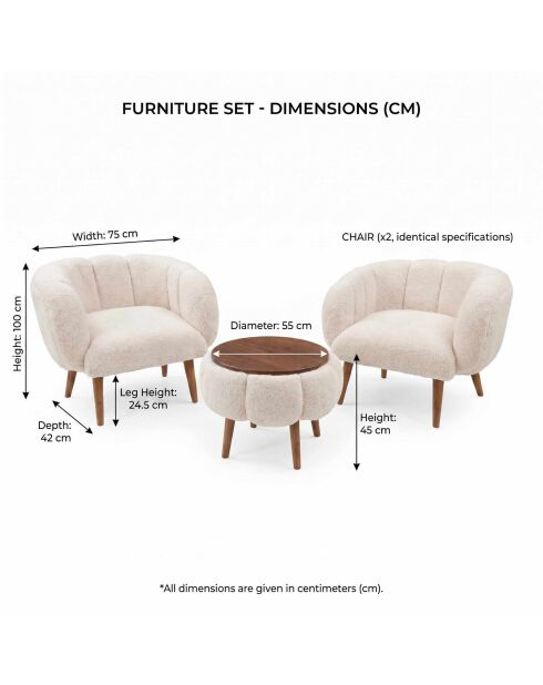 Lotus Wellsoft beige set van schommelstoel en salontafel - 3 stuks