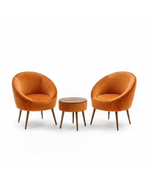 Ensemble fauteuil à oreilles et table à café Lida Babyface orange - 3 pièces