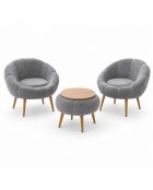Lida Wellsoft Set mit Ohrensessel und Couchtisch, grau, 3-teilig