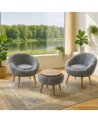 Lida Wellsoft Set mit Ohrensessel und Couchtisch, grau, 3-teilig