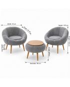 Lida Wellsoft Set mit Ohrensessel und Couchtisch, grau, 3-teilig