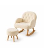 Ensemble fauteuil à oreilles et pouffe Dügmeli crème - 80x85x65 cm/45x50 cm