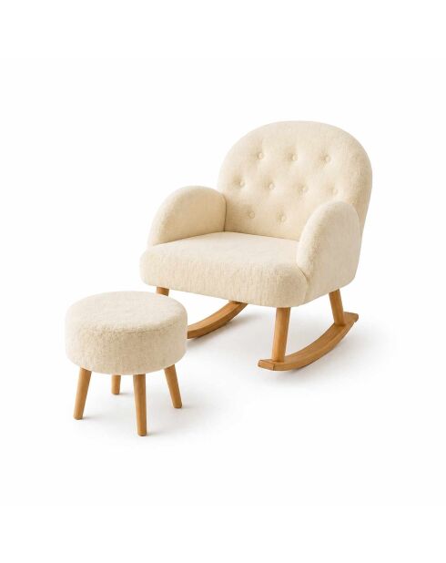 Set poltrona e pouf Dügmeli color crema - 80x85x65 cm/45x50 cm