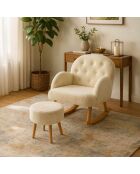 Ensemble fauteuil à oreilles et pouffe Dügmeli crème - 80x85x65 cm/45x50 cm