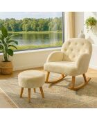 Ensemble fauteuil à oreilles et pouffe Dügmeli crème - 80x85x65 cm/45x50 cm