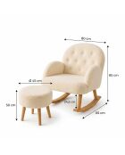 Ensemble fauteuil à oreilles et pouffe Dügmeli crème - 80x85x65 cm/45x50 cm
