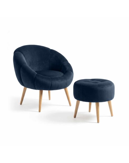 Ensemble fauteuil à oreilles et pouffe Lida anthracite - 75x100x42 cm/45x45 cm