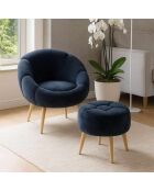 Set de sillón y puf Lida antracita - 75x100x42 cm/45x45 cm