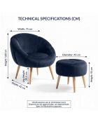 Set de sillón y puf Lida antracita - 75x100x42 cm/45x45 cm