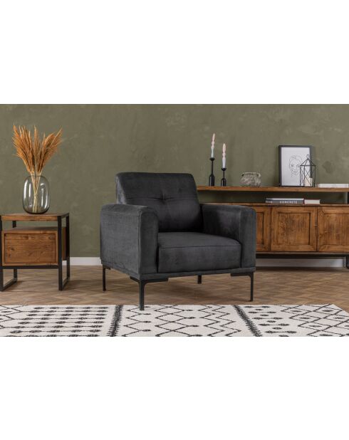 Fauteuil à oreilles Mustang anthracite - 88x86x88 cm