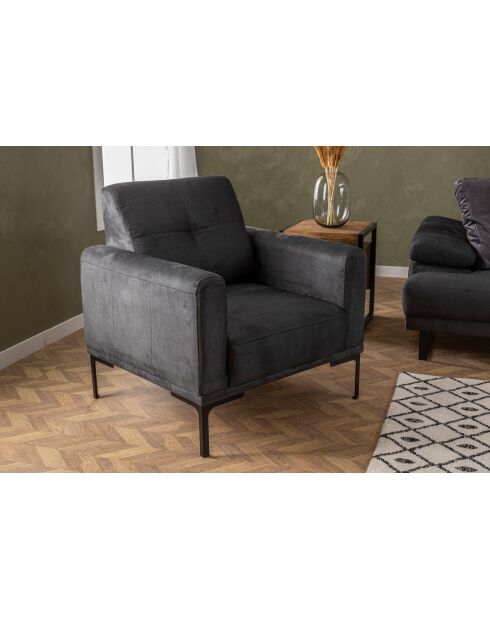 Fauteuil à oreilles Mustang anthracite - 88x86x88 cm