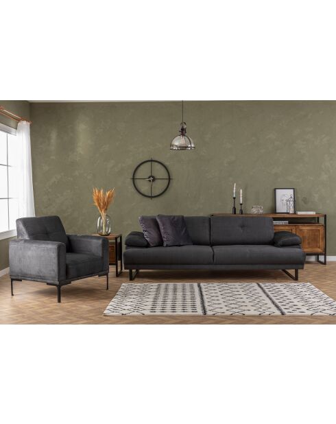 Fauteuil à oreilles Mustang anthracite - 88x86x88 cm