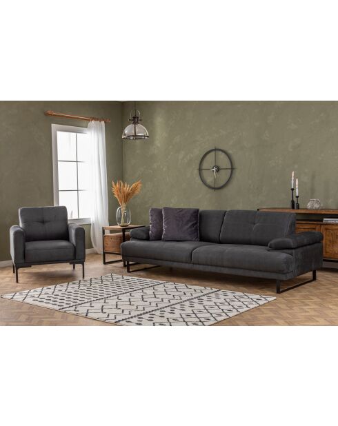 Fauteuil à oreilles Mustang anthracite - 88x86x88 cm