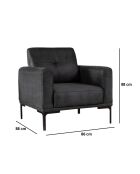 Fauteuil à oreilles Mustang anthracite - 88x86x88 cm