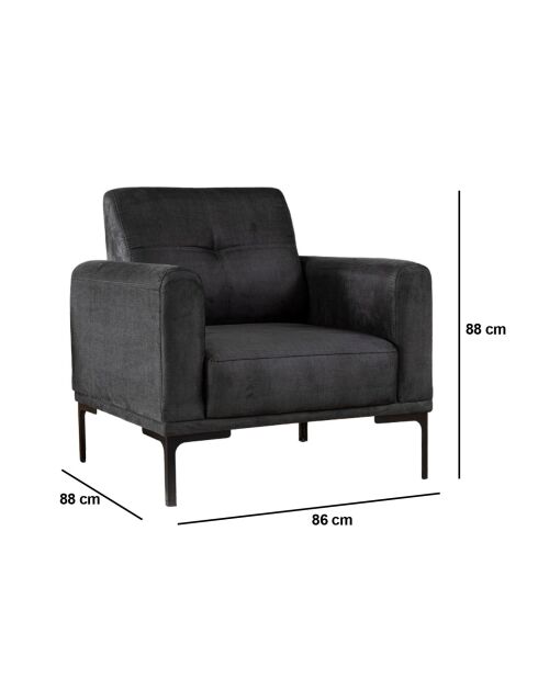 Fauteuil à oreilles Mustang anthracite - 88x86x88 cm