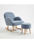 Ensemble fauteuil à oreilles et pouffe Dügmeli gris - 80x85x65 cm/45x50 cm