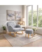 Ensemble fauteuil à oreilles et pouffe Dügmeli gris - 80x85x65 cm/45x50 cm