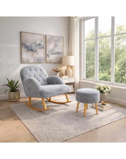 Dügmeli Set aus Ohrensessel und Sitzsack, grau, 80 x 85 x 65 cm/45 x 50 cm