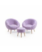 Ensemble fauteuil à oreilles et pouffe Lida Wellsoft lilas - 3 pièces