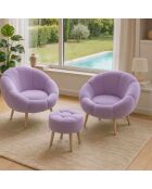 Ensemble fauteuil à oreilles et pouffe Lida Wellsoft lilas - 3 pièces