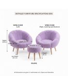 Ensemble fauteuil à oreilles et pouffe Lida Wellsoft lilas - 3 pièces