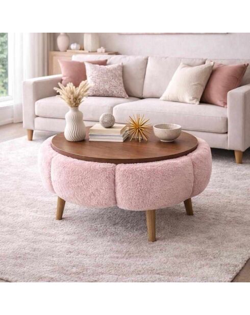 Papatya 60 salontafel roze/walnoot - 60x44 cm