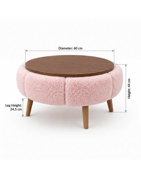 Papatya 60 salontafel roze/walnoot - 60x44 cm