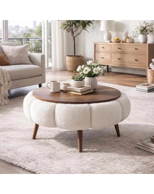 Papatya 60 salontafel wit/walnoot - 60x44 cm