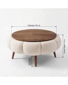 Papatya 60 salontafel wit/walnoot - 60x44 cm