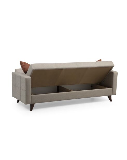Canapé-lit 3 places Polya beige - 205x86x75 cm