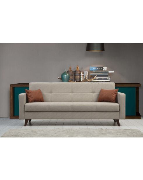 Canapé-lit 3 places Polya beige - 205x86x75 cm