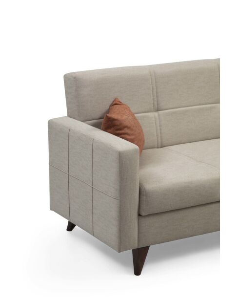 Canapé-lit 3 places Polya beige - 205x86x75 cm