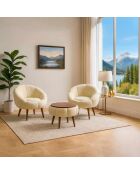 Lida Wellsoft Ohrensessel und Kaffeetisch, cremefarben, 3-teilig