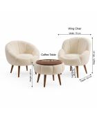 Lida Wellsoft Ohrensessel und Kaffeetisch, cremefarben, 3-teilig