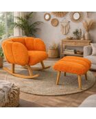 Ensemble fauteuil à oreilles et pouffe Lotus orange - 70x94x42 cm/45x45 cm