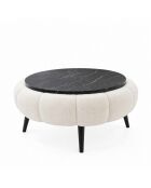 Papatya 60 salontafel van wit en zwart marmer - 60x44 cm