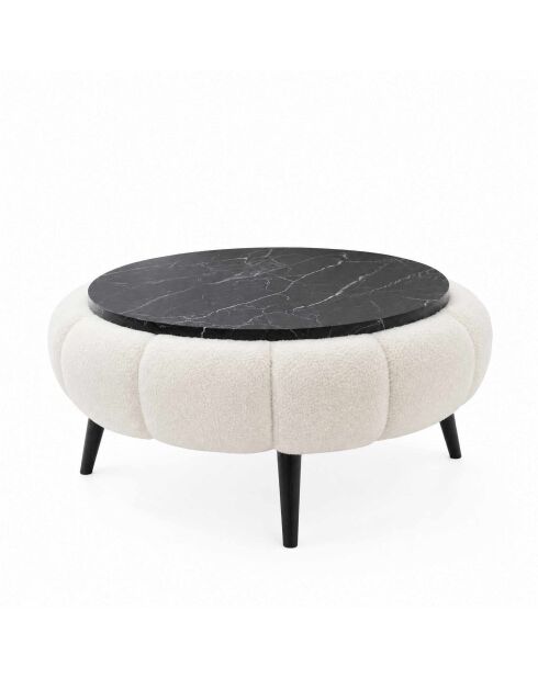 Papatya 60 salontafel van wit en zwart marmer - 60x44 cm