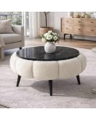 Papatya 60 salontafel van wit en zwart marmer - 60x44 cm