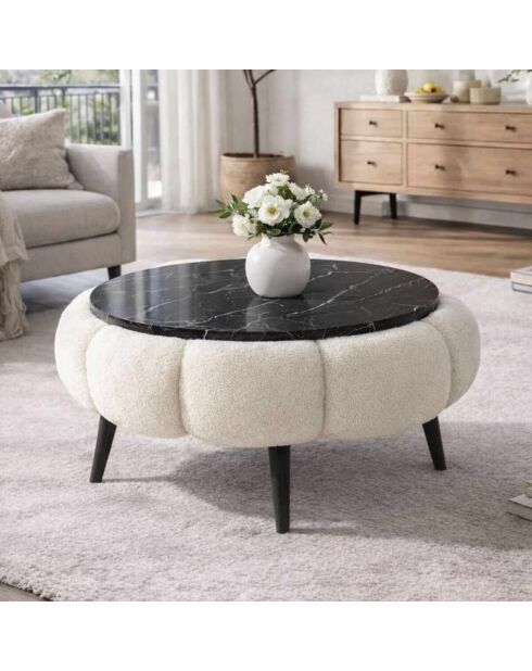 Papatya 60 salontafel van wit en zwart marmer - 60x44 cm