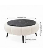 Papatya 60 salontafel van wit en zwart marmer - 60x44 cm