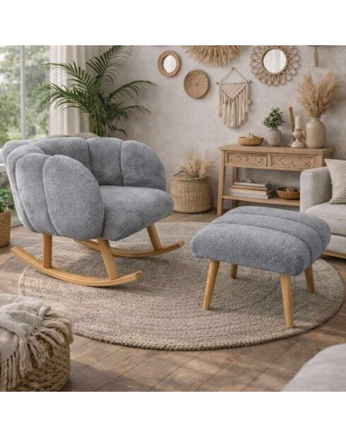 Set aus Ohrensessel und Sitzsack Lotus, 70 x 94 x 42 cm/45 x 45 cm, Grau