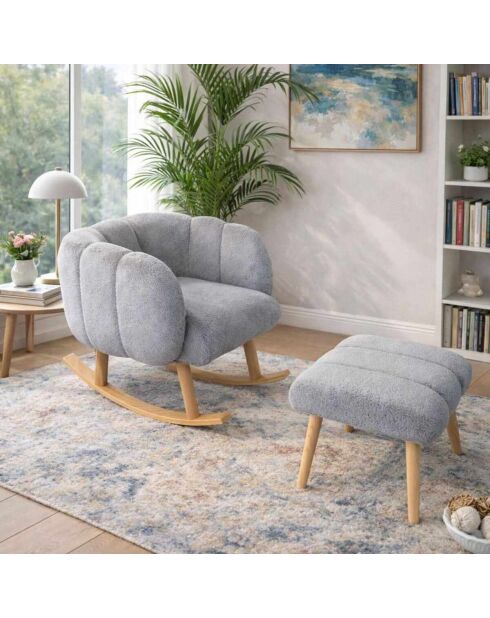 Set aus Ohrensessel und Sitzsack Lotus, 70 x 94 x 42 cm/45 x 45 cm, Grau