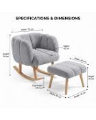 Set aus Ohrensessel und Sitzsack Lotus, 70 x 94 x 42 cm/45 x 45 cm, Grau